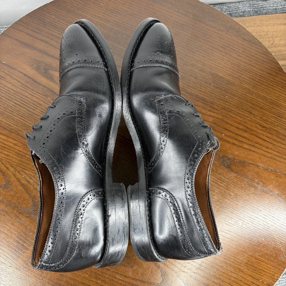 Allen Edmonds Sandford Shoes Men's 9 E Black Leather Cap Toe Brogue Oxford Dress